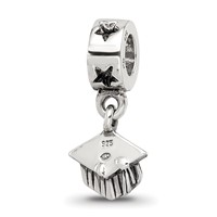 Sterling Silver Reflections Graduation Cap Dangle Bead view 5