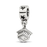 Sterling Silver Reflections Graduation Cap Dangle Bead view 1