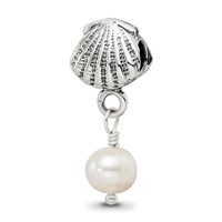Sterling Silver Reflections Shell FW Cultured Pearl Dangle Bead view 1