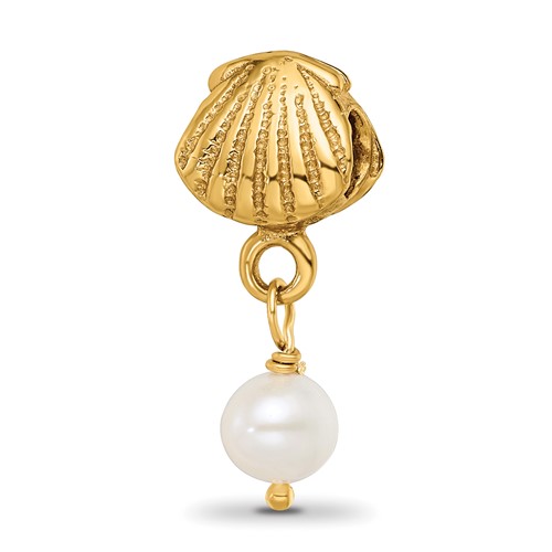 Sterling Silver GP Reflections Shell FW Cultured Pearl Dangle Bead