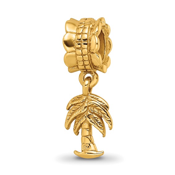 Sterling Silver Gold-plated Reflections Palm Tree Dangle Bead