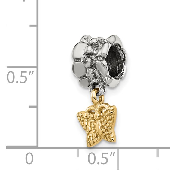 Sterling Silver & 14k Reflections Butterfly Dangle Bead
