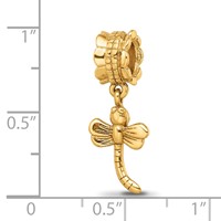 Sterling Silver Gold-plated Reflections Dragonfly Dangle Bead view 3