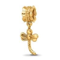 Sterling Silver Gold-plated Reflections Dragonfly Dangle Bead view 1