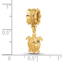 Sterling Silver Gold-plated Reflections Turtle Dangle Bead view 3