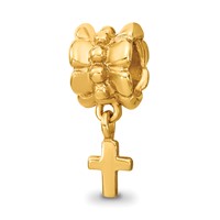 Sterling Silver Gold-plated Reflections Cross Dangle Bead view 1