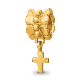 Sterling Silver Gold-plated Reflections Cross Dangle Bead