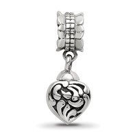 Sterling Silver Reflections Heart Ash Dangle Bead view 3