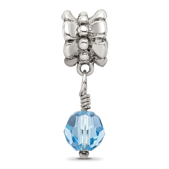 Sterling Silver Reflections Blue Preciosa Crystal Dangle Bead