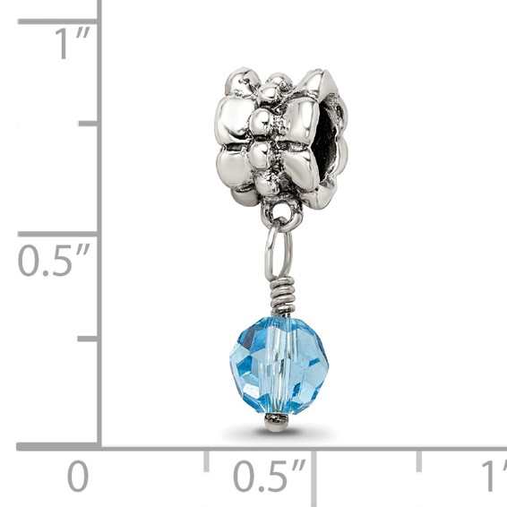 Sterling Silver Reflections Blue Preciosa Crystal Dangle Bead