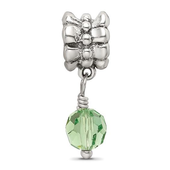 Sterling Silver Reflections Green Preciosa Crystal Dangle Bead