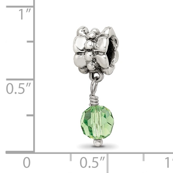 Sterling Silver Reflections Green Preciosa Crystal Dangle Bead