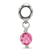Sterling Silver Reflections Pink Preciosa Crystal Dangle Bead view 2