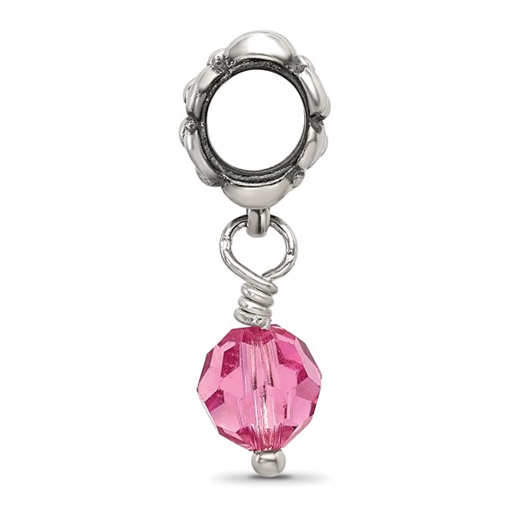 Sterling Silver Reflections Pink Preciosa Crystal Dangle Bead