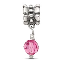Sterling Silver Reflections Pink Preciosa Crystal Dangle Bead view 3
