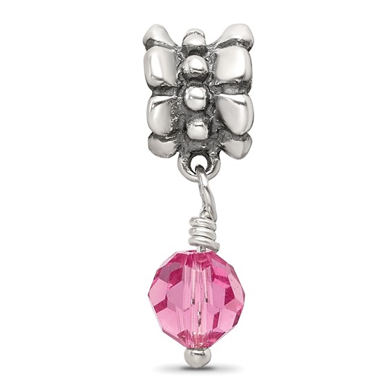 Sterling Silver Reflections Pink Preciosa Crystal Dangle Bead