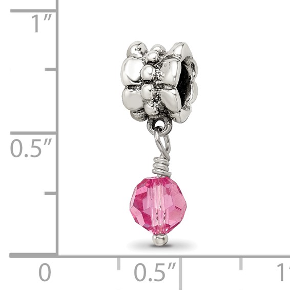 Sterling Silver Reflections Pink Preciosa Crystal Dangle Bead