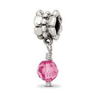 Sterling Silver Reflections Pink Preciosa Crystal Dangle Bead view 1