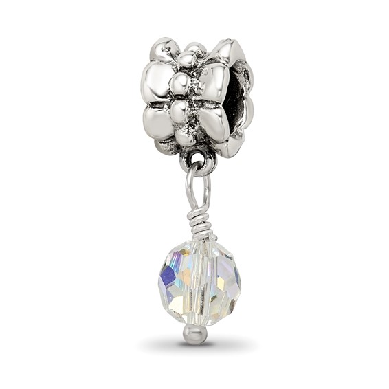 Sterling Silver Reflections Clear Preciosa Crystal Dangle Bead