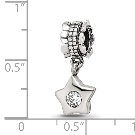 Sterling Silver Reflections CZ Star Dangle Bead