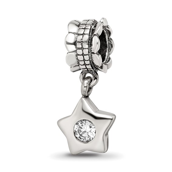 Sterling Silver Reflections CZ Star Dangle Bead
