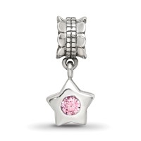 Sterling Silver Reflections Pink CZ Star Dangle Bead view 3