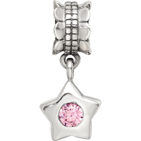 Sterling Silver Reflections Pink CZ Star Dangle Bead view 4