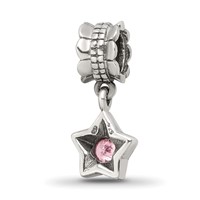 Sterling Silver Reflections Pink CZ Star Dangle Bead view 5