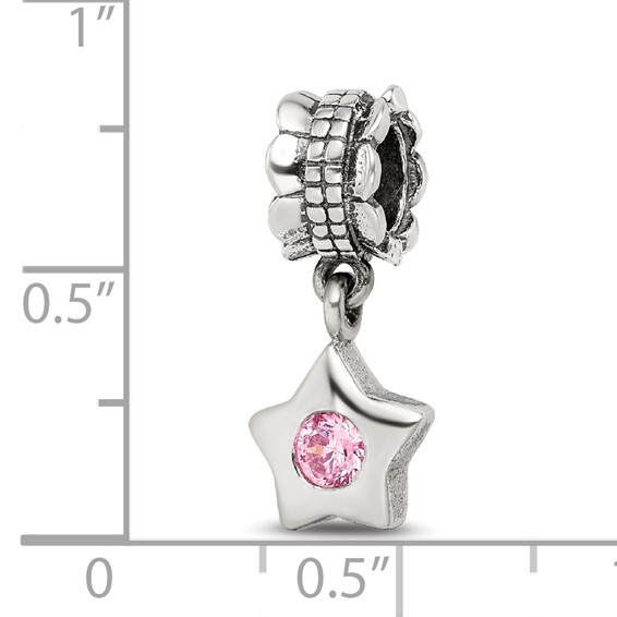 Sterling Silver Reflections Pink CZ Star Dangle Bead