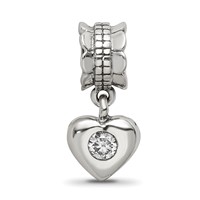 Sterling Silver Reflections CZ Heart Dangle Bead view 3