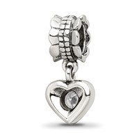 Sterling Silver Reflections CZ Heart Dangle Bead view 4