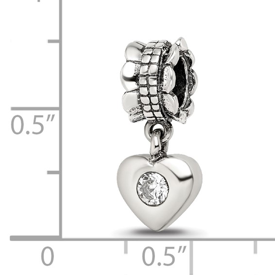 Sterling Silver Reflections CZ Heart Dangle Bead