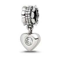 Sterling Silver Reflections CZ Heart Dangle Bead view 1