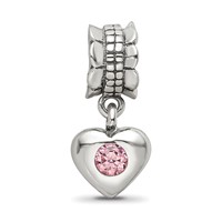 Sterling Silver Reflections Pink CZ Heart Dangle Bead view 3