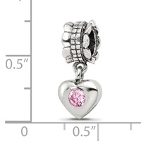 Sterling Silver Reflections Pink CZ Heart Dangle Bead view 4
