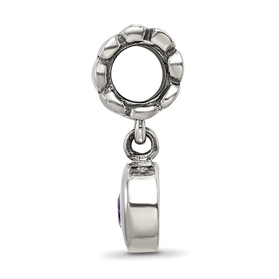 Sterling Silver Reflections Purple CZ Round Dangle Bead