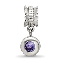 Sterling Silver Reflections Purple CZ Round Dangle Bead view 3