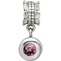 Sterling Silver Reflections Purple CZ Round Dangle Bead view 4