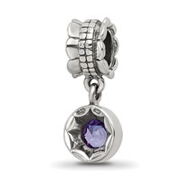 Sterling Silver Reflections Purple CZ Round Dangle Bead view 5