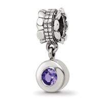 Sterling Silver Reflections Purple CZ Round Dangle Bead view 1