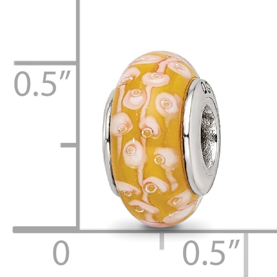 Sterling Silver ReflectionsYellow Hand-blown Glass Bead