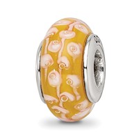 Sterling Silver ReflectionsYellow Hand-blown Glass Bead view 1