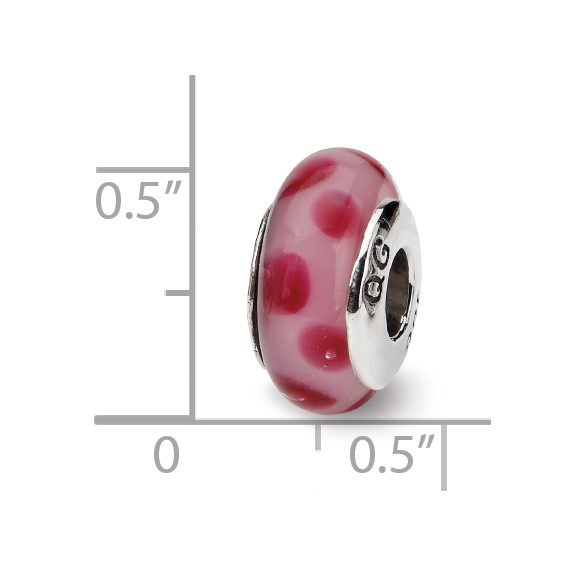 Sterling Silver Reflections Pink Hand-blown Glass Bead