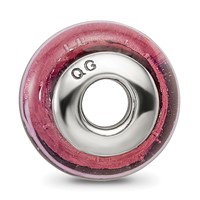 Sterling Silver Reflections Dark Pink Hand-blown Glass Bead view 2