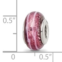 Sterling Silver Reflections Dark Pink Hand-blown Glass Bead view 4