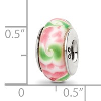 Sterling Silver Reflections Pink Green Hand-blown Glass Bead view 5