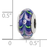 Sterling Silver Reflections Blue Pink Hand-blown Glass Bead view 5