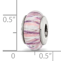 Sterling Silver Reflections Rose Striped Hand-blown Glass Bead view 5