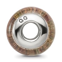 Sterling Silver Reflections Pink Green Hand-blown Glass Bead view 2