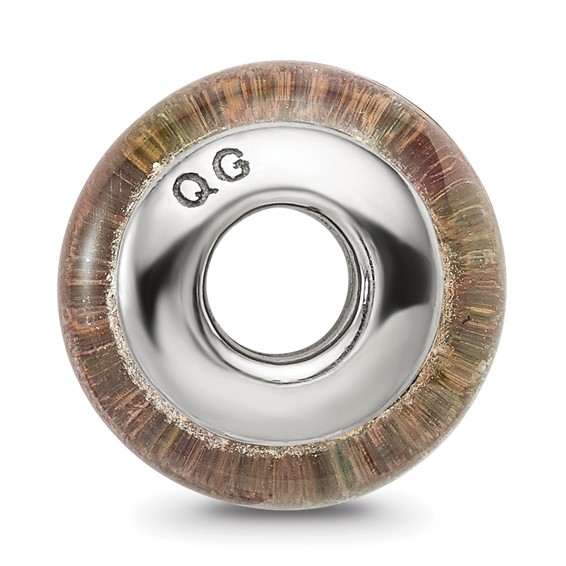 Sterling Silver Reflections Pink/Green Hand-blown Glass Bead